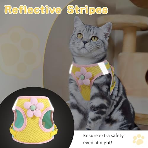 Cat Harness and Leash Set, Escape Proof Soft Vest Walk Yellow XS - Image 5