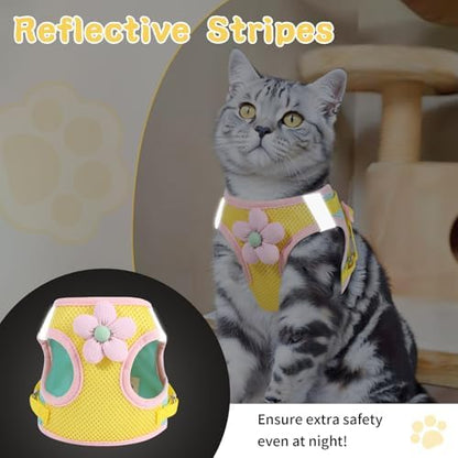 Cat Harness and Leash Set, Escape Proof Soft Vest Walk Yellow XS - Image 5