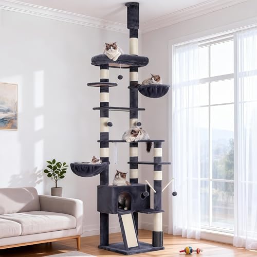 Hey-brother Cat Tree Tower, Adjustable Height, Floor to Ceiling by Hey-brother