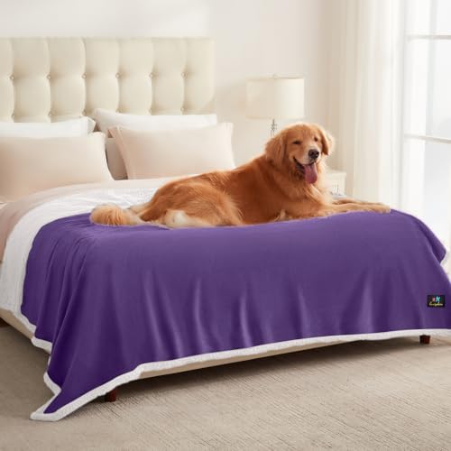 Luciphia Waterproof Bed Blanket Washable, Soft Sherpa Fleece Puppy Reversible by luciphia