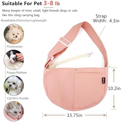 NATUYA Small Dog Cat Carrier Sling, Adjustable Canvas Pet Puppy Pouch - Image 3
