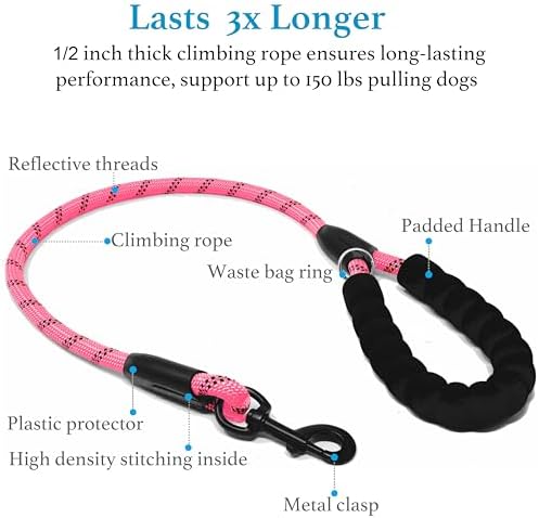 iYoShop Double Dog Leash, 360° Swivel, No Tangle, 25-150 lbs - Image 3