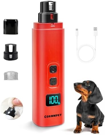 Dog Nail Grinder with New LCD Display, 25dB Quiet 2-Speed Dog Nail Trimmer by CORNNPET