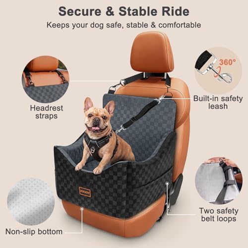 JOEJOY Elevated Dog Car Seat for Small/Medium Dogs up to 35 lbs, Memory Foam - Image 5