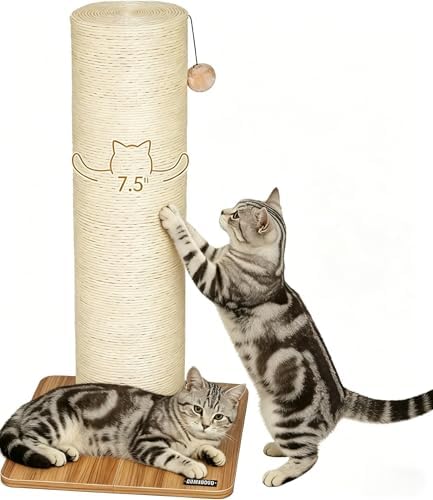 NUNU LAB 29.5’’ Cat Scratching Post, 7.5 Inch Large Diameter Natural Sisal Cat by NUNULAB