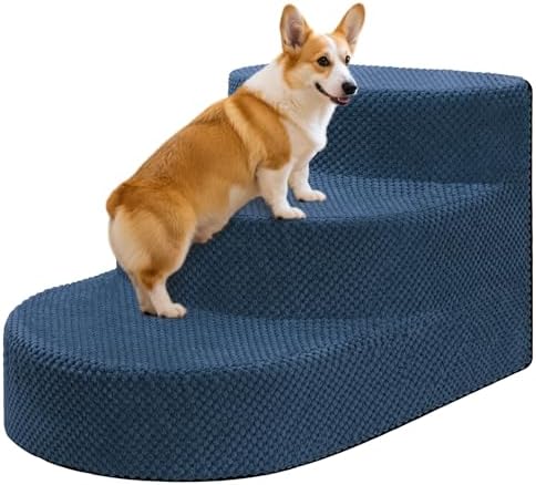 Dog Stairs 3 Steps Foam Pet Ramp by NECKORY