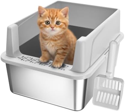 AIPERRO Small Stainless Steel Cat Litter Box by AIPERRO
