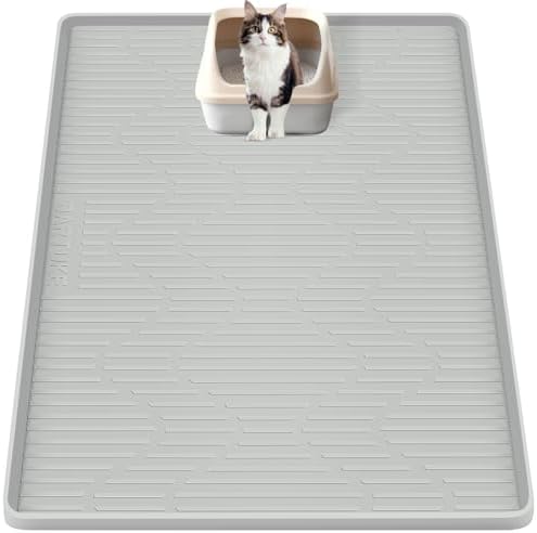 Silicone Cat Litter Box Mat 36"x 24" Extra Large Cat Rubber Mat by Bartuke