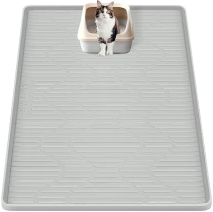 Silicone Cat Litter Box Mat 32"x 22" Extra Large Cat Rubber Mat by Bartuke