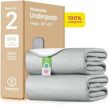 IMPROVIA® Washable Underpads, Heavy Absorbency Reusable Incontinence Pads by IMPROVIA