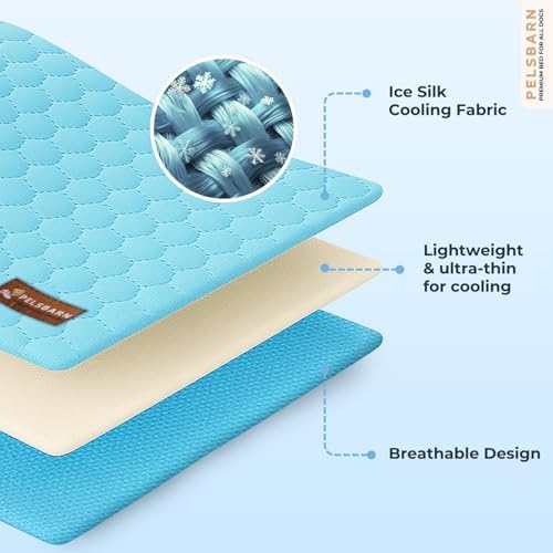 Pelsbarn Dog Cooling Mat, Ice Silk Self-Cooling Pad, Light Blue - Image 5