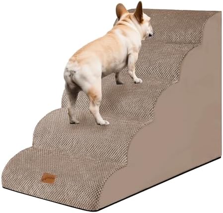 GoGoBunny Ramp Dog Stairs for High Beds 24.4" H, 5-Step Extra Wide Dog Slope by gogobunny