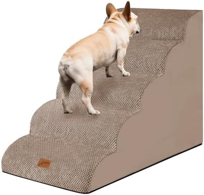 GoGoBunny Ramp Dog Stairs for High Beds 24.4" H, 5-Step Extra Wide Dog Slope by gogobunny