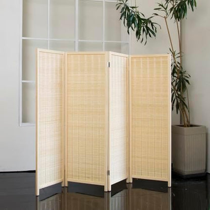4 Panel Short Room Divider – 3.9 ft Tall Double-Side Folding Privacy Screen by Loomveil