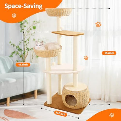 55.5-Inch Modern Cat Tree for Large Cats - Image 3