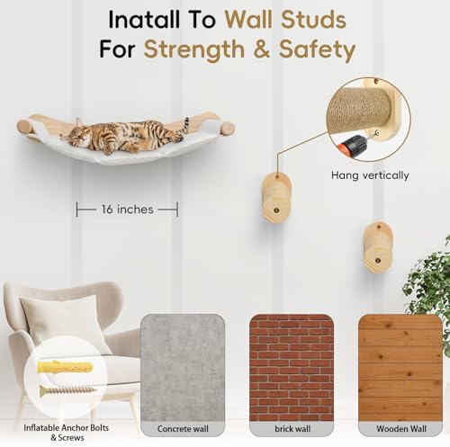 Cat Wall Hammock, Large Wall Shelves Bed and Scratcher Board - Image 5