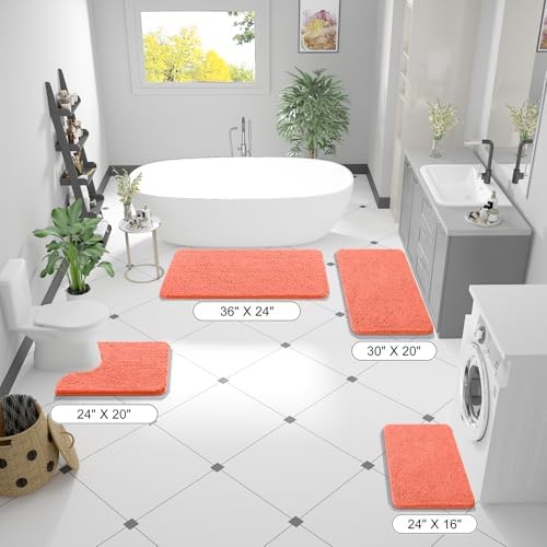 OLANLY Bathroom Runner Rugs 47x24, Extra Soft Absorbent Chenille Bath Rugs - Image 2