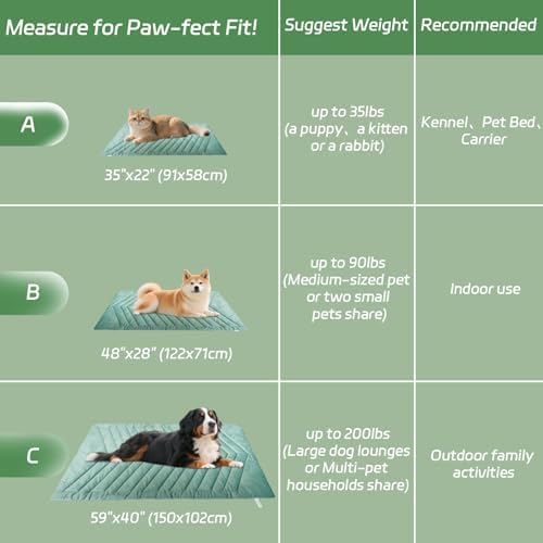 Washable Dog Crate Mat & Cooling Dog Mat Size C Green - Image 3