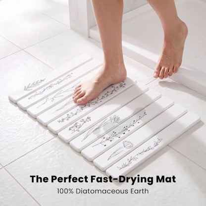 Black Floral Diatomaceous Earth Quick Dry Stone Bath Mat - Image 4