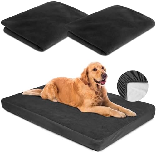 Dog Bed Covers Replacement Washable 100% Waterproof Soft Dog Bed Sheet Black 2 by LotuFlor