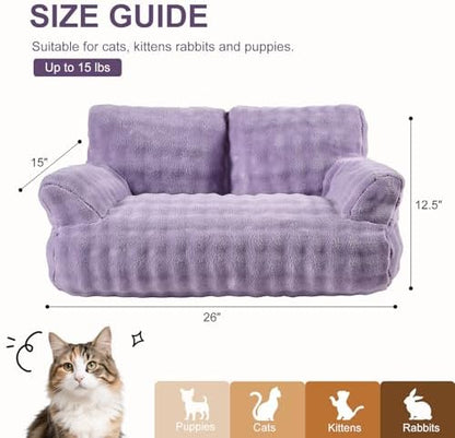Cat Couch Bed, Cute Pet Sofa for Indoor Cats, Dusty Purple - Image 5