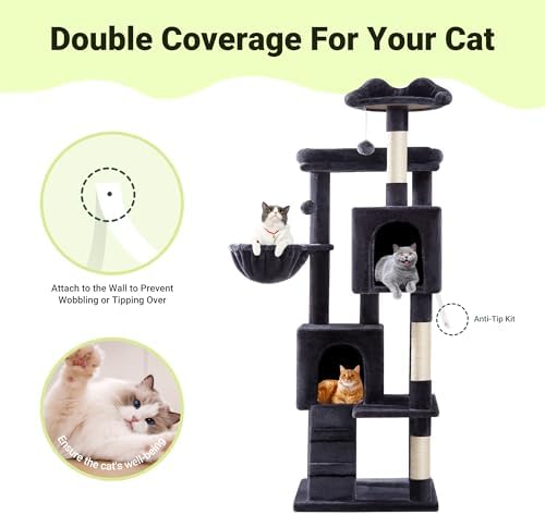 Allewie 64 Inches Multi-Level Cat Tree Tower - Image 7