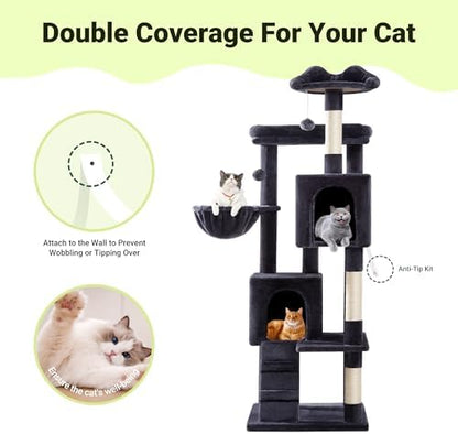 Allewie 64 Inches Multi-Level Cat Tree Tower - Image 7