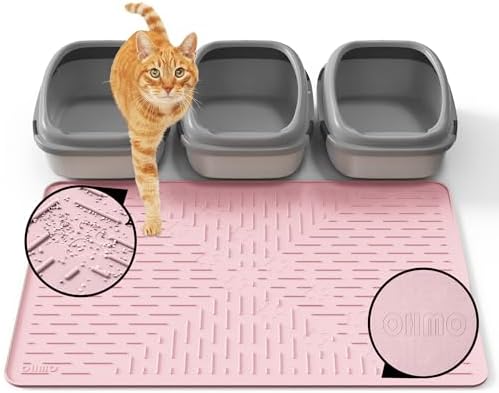 OHMO XL Cat Litter Mat, 37.5x25.2 Silicone Trapping Mat Pink by OHMO