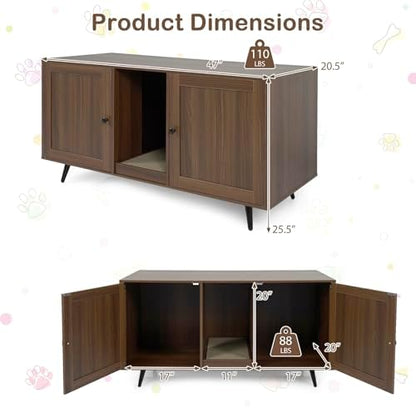 Tangkula Double Cat Litter Box Enclosure - Image 4
