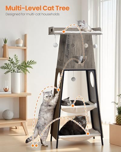 56in Modern Wood Cat Tree Tower - Image 5