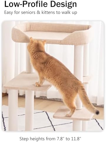 37.5" Cat Tree Tower for Large & Senior Cats, Low-Step Design - Image 4