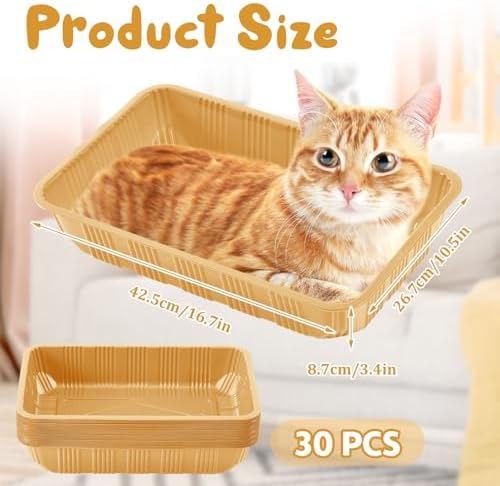 Tessco for you 30 Pack Disposable Litter Boxes for Cats, Light Brown - Image 2