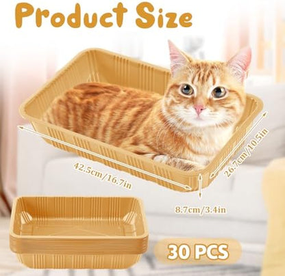 Tessco for you 30 Pack Disposable Litter Boxes for Cats, Light Brown - Image 2