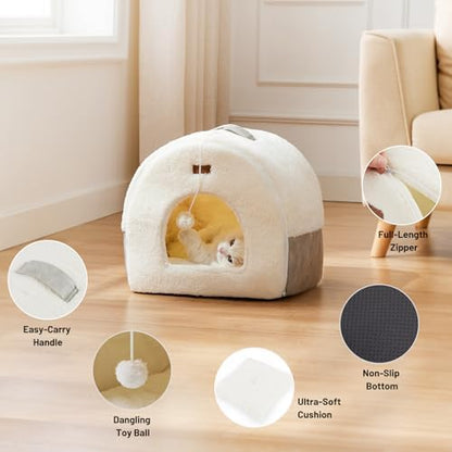 ZOMISIA 2in1 Cat Bed Cave for Indoor Cats & Small Dog, - Image 4