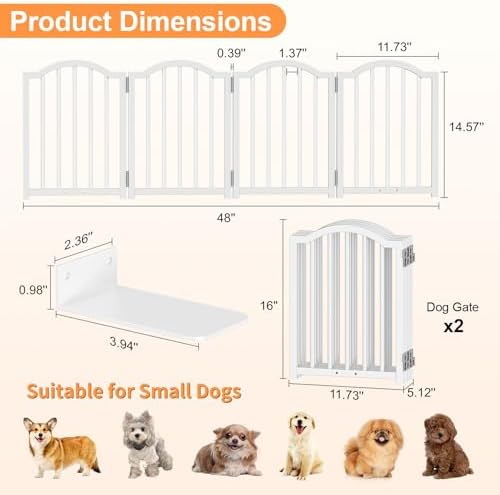 Snughome 2 Pack Short Dog Gate Indoor, Expand Up to 48’’Wide Foldable Pet Gate - Image 4