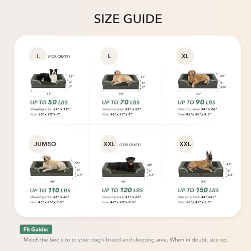 Orthopedic Dog Bed for Extra Large Dogs, Dark Green - Image 5