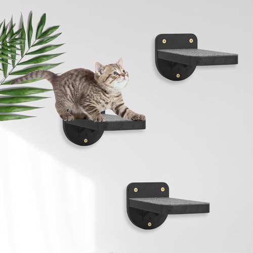 ESPETS Set of 3 Black Cat Wall Climbing Steps, Wall Mount Floating Shelves - Image 7