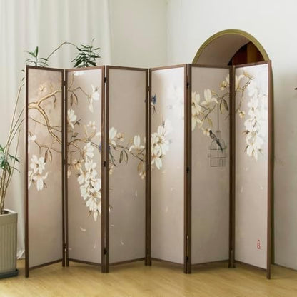 6 Panel Room Divider, 5.6 ft Tall Blackout Folding Privacy Screen - Image 2