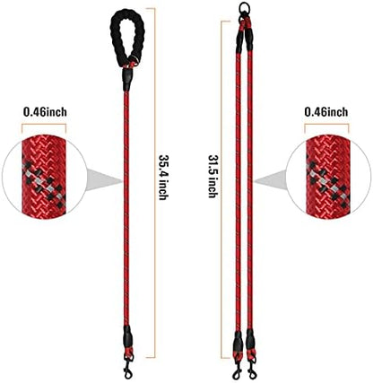 Double Dog Leash Reflective Detachable Coupler &360° Swivel Tangle Free - Image 2