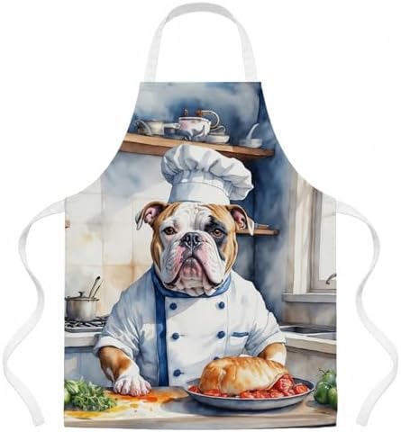 Caroline's Treasures American Bulldog The Chef Apron Cooking Kitchen Server by CarolinesTreasures