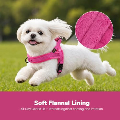 Didog No Pull Dog Harness for Small Dogs, Soft Flannel Padded, Hot Pink - Image 2