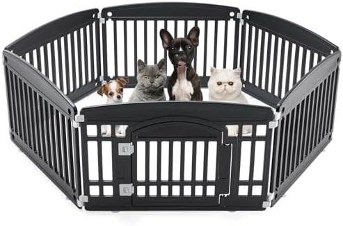 DUMOS Plastic Dog Playpen, 6 Panels 24 Inch Small Pet Fence Play Pen by DumosLifestyle