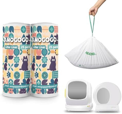 50 Pcs Litter Box Liner Bags, Compatible by AMOGOGOPET