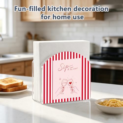 Sip Chat All Night Heart Print Acrylic Napkin Holder - Image 3