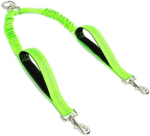Dual Dog Leash Coupler for 2 Large Dogs Double Control Padded Handle by Mycicy