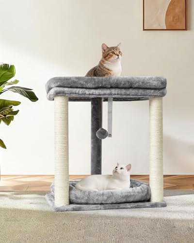 SYANDLVY Small Cat Tree with 2-Tier Perch Platforms, Scratching Post Tower - Image 6