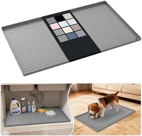 URMONA Waterproof Silicone Under Sink Mat, 31 x 19 in, Flexible Shelf Liner by URMONA