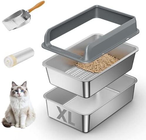 Stainless Steel Sifting Litter Box by WeLovePetsAsMuchAsYouDo