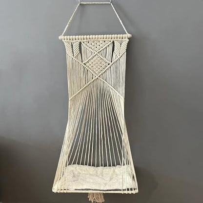 Macrame Hanging Cat Hammock Bed Cat Swing House Space Saving Window Perch - Image 4