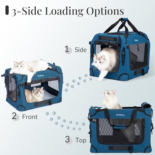 Extra Large Cat Carrier for 2 Cats, Collapsible Soft Sided Pet XL Crate for - Image 4